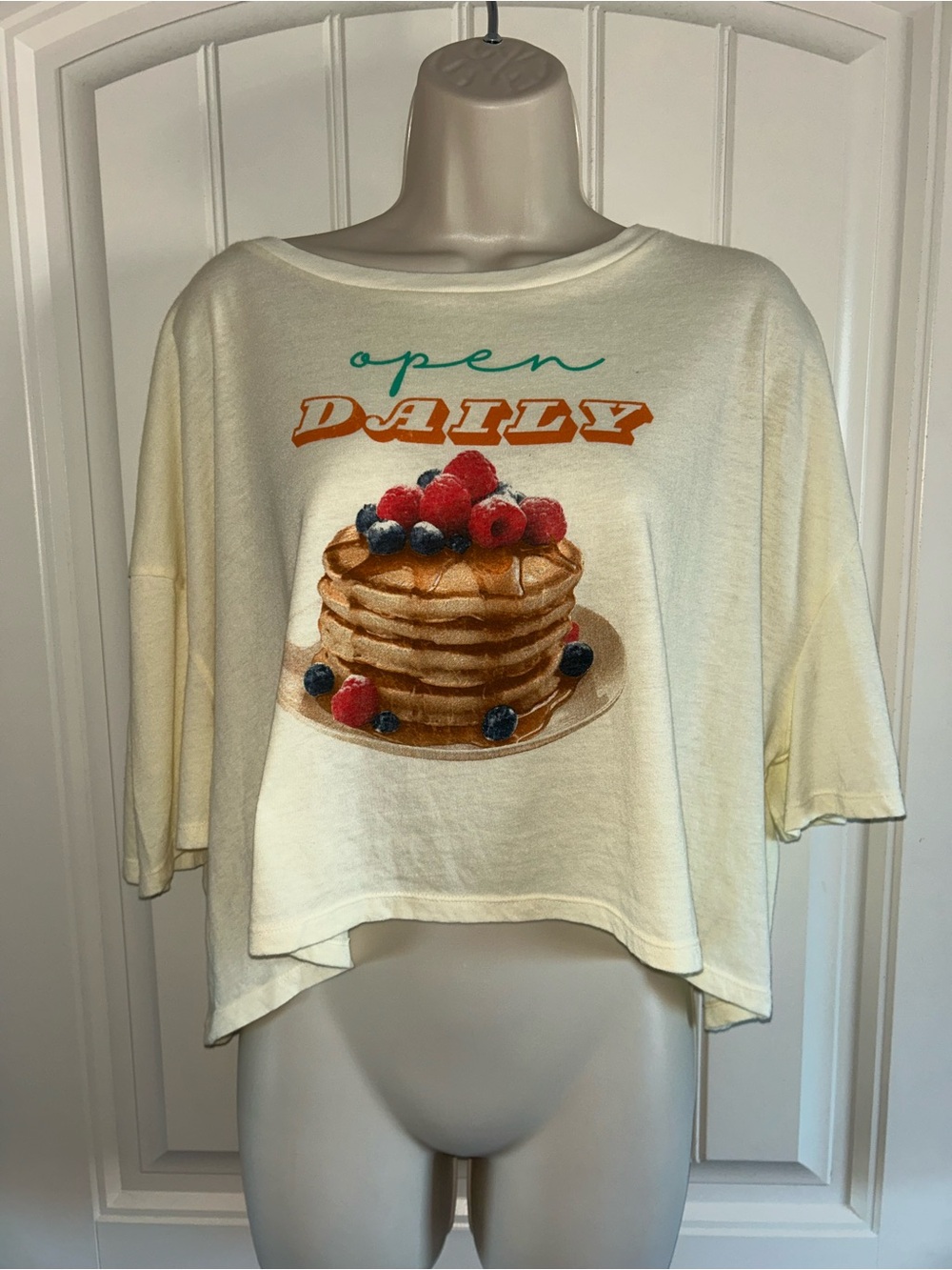 NEW Ten Sixty Sherman Cream Open Daily Pancake Crop Top Sz L